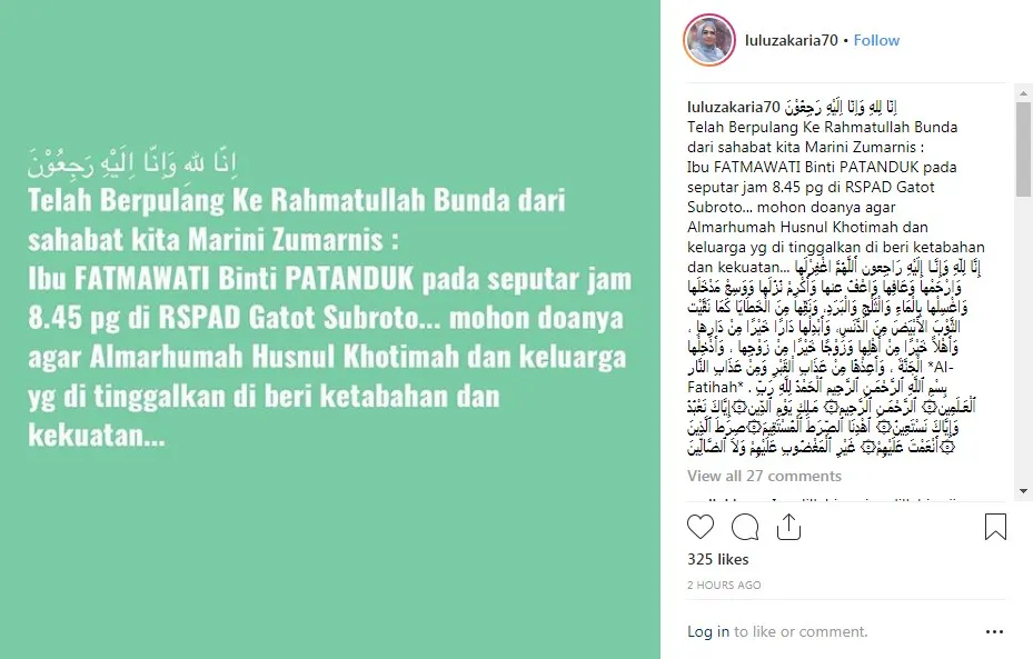 Meninggal di RSPAD Gatot Subroto