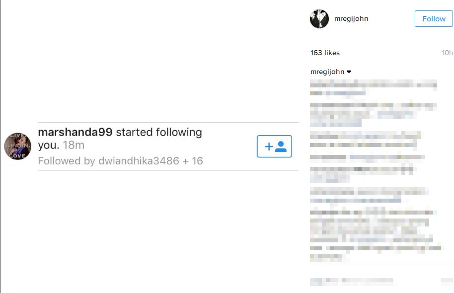 Egi John unggah bukti notifikasi Instagram dari Marshanda © Instagram.com/mregijohn