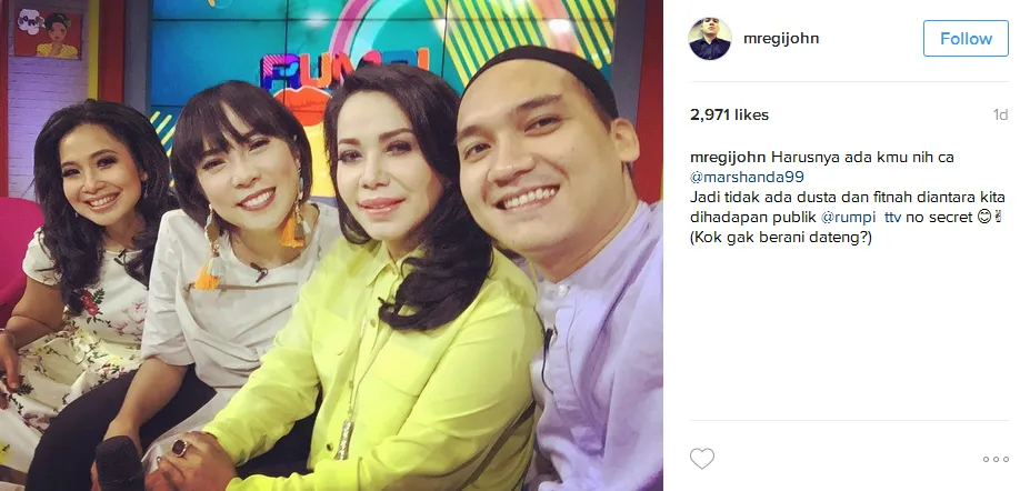 Egi tantang Caca untuk datang menemuinya © Instagram/mregijohn
