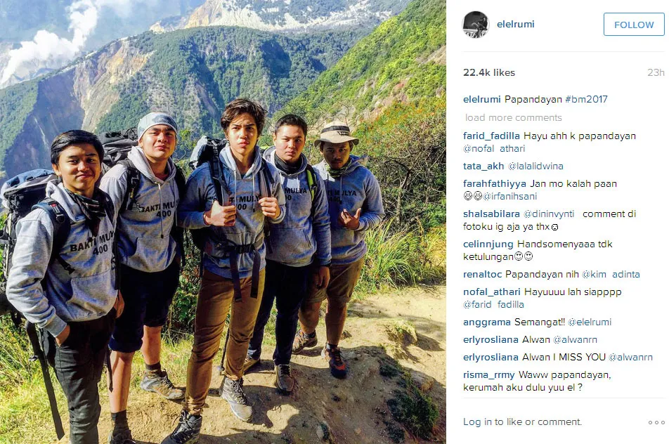 El Rumi saat di Papandayan @foto: Official Instagram El Rumi