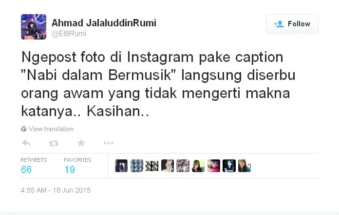 Status El Rumi @foto: Twitter/El8Rumi