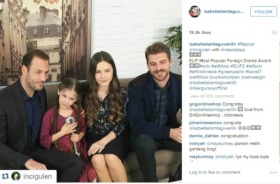 Para pemain 'Elif 2' bangga jadi pemenang di SCTV Awards © Instagram.comisabelladamlaguvenilir