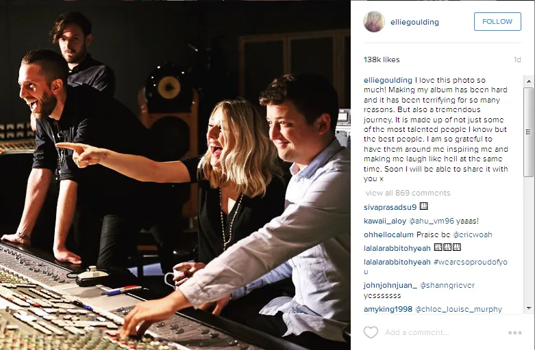 Keseruan Ellie Goulding dalam dapur rekaman ©instagram
