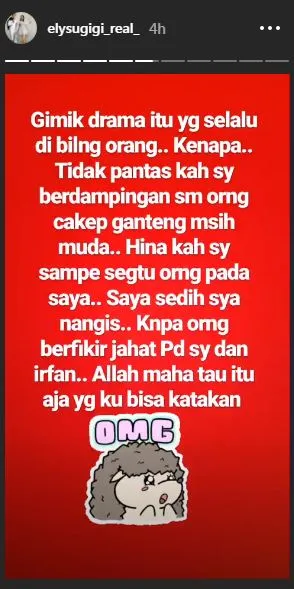 Curhatan Elly Sugigi soal tudingan gimmick dengan Irfan © instagram.com/elysugigi_real