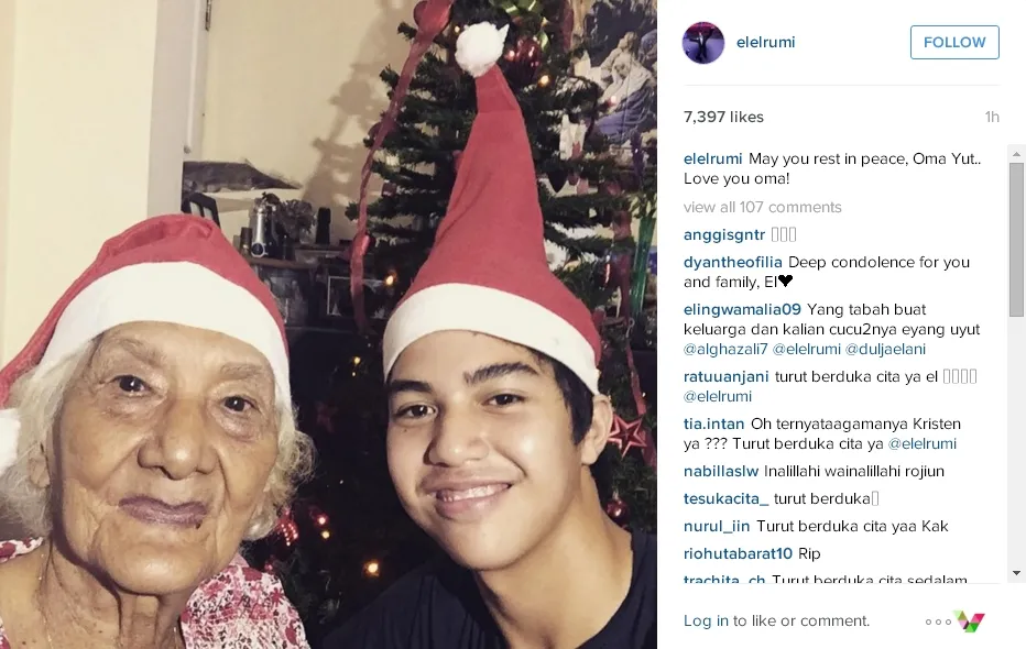 El Rumi bersama almarhum nenek buyutnya. ©instagram.com/elelrumi