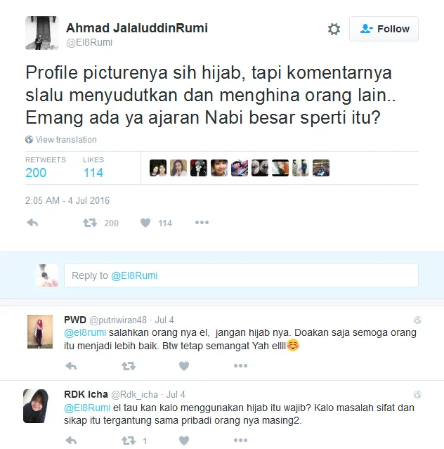 Sindiran El untuk para haters © Twitter/El8Rumi