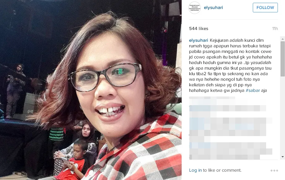 Curhatan Mpok Elly soal kelakuan sang suami mengganti nama selingkuhannya/©instagram.com/elysuhari