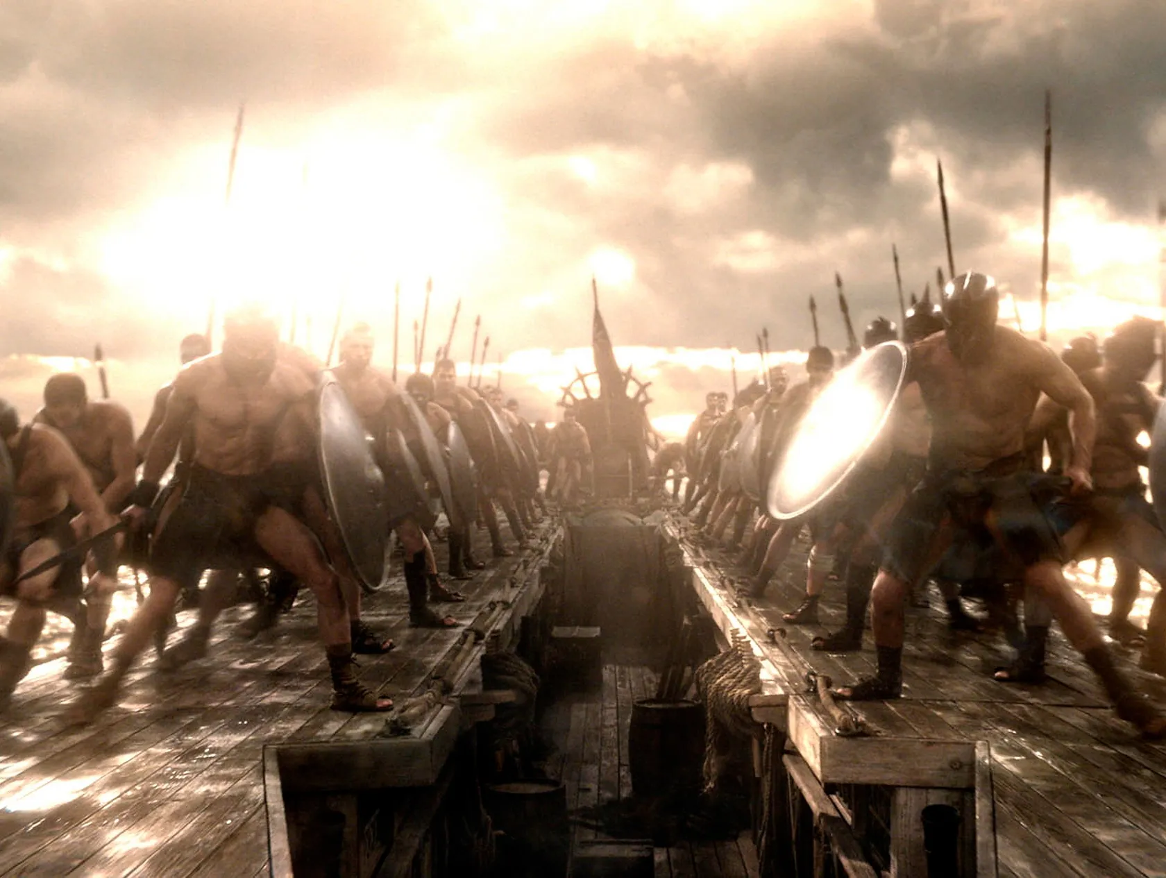 Pasukan topless ini bakal beraksi dalam film 300: RISE OF AN EMPIRE. (DigitalSpy)