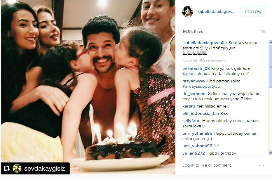 Ini dia kebahagiaan Emre saat mendapatkan kejutan ulang tahun © Instagram.com/Isabelladamlaguvenilir