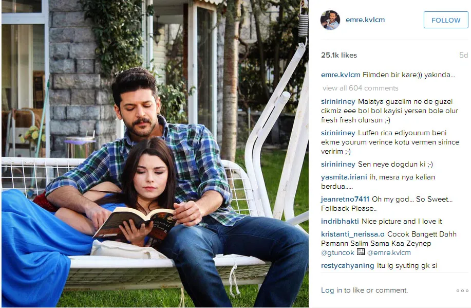 Ini dia bocoran adegan mesra Emre dan Gulcin dalam film terbaru © Instagram.com/emre.kvlcm