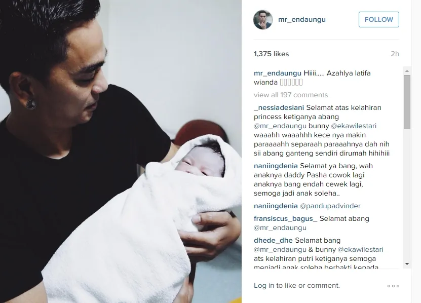 Enda berbahagia menyambut kelahiran anak ketiganya. ©instagram.com/mr_endaungu