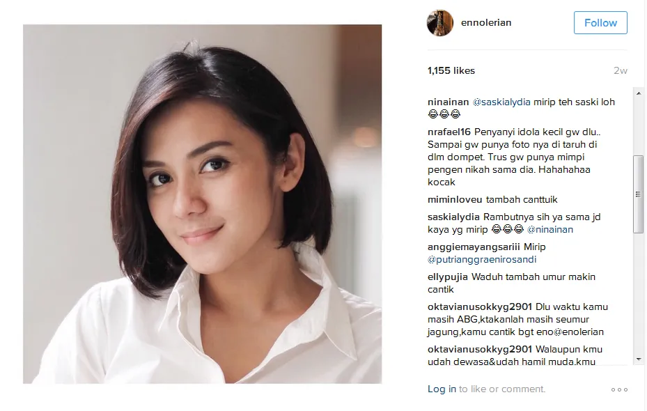 penampilan Enno saat hamil © Instagram/ennolerian