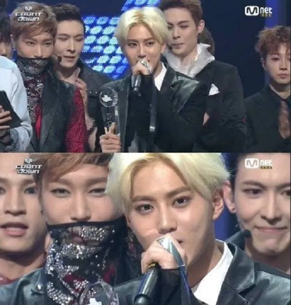 Suho saat berbicara di M! Countdown