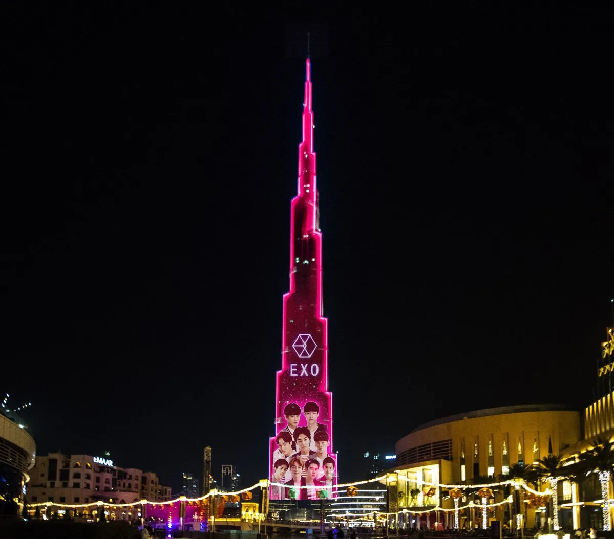 Seperti inilah kira-kira EXO di Burj Khalifa nanti © twitter.com/BurjKhalifa