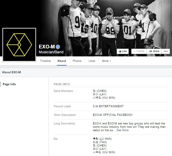 Nama Tao tidak ada di nama member EXO-M. ©credit as tagged