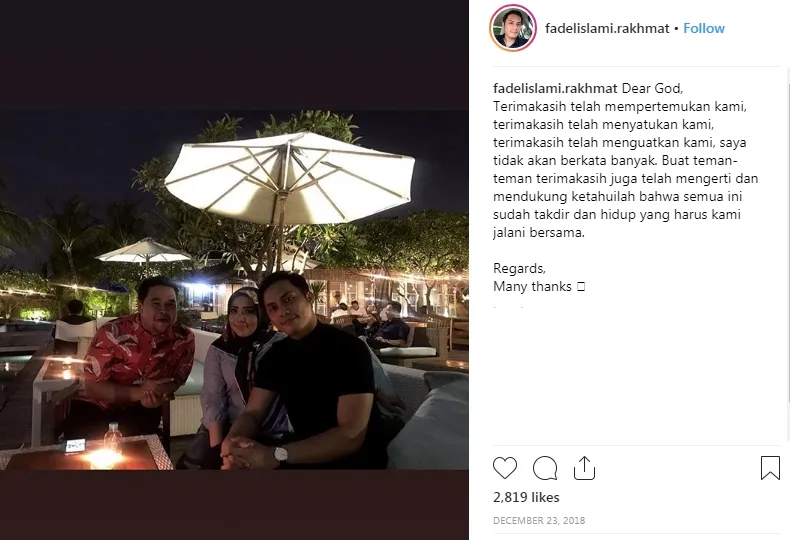 Fadel dan Muzdalifah © instagram.com/fadelislami.rakhmat