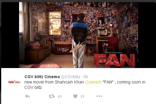 Film 'FAN' bakal tayang di Indonesia, segera © Twitter.com/CGVblitz