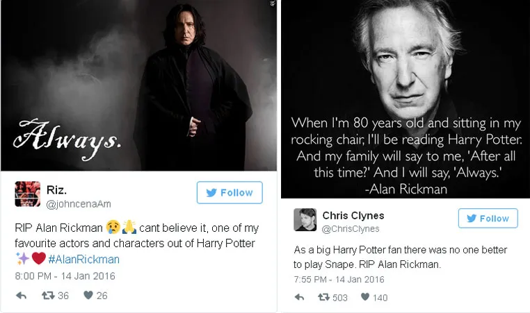 Para fans film HARRY POTTER ikut berduka © Twitter.com
