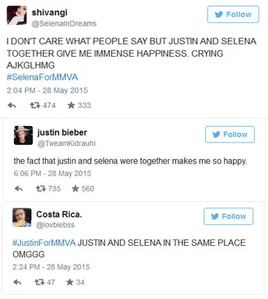 Fans Selena dan Justin heboh © Twitter