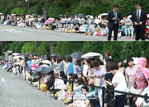 Fans Jepang yang datang ke pernikahan Bae Yong Jun - Park Soo Jin. ©Ilgan Sport