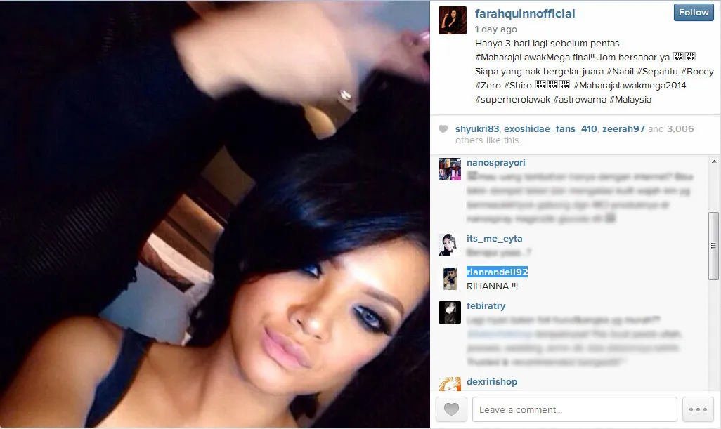 Farah Quinn disebut mirip dengan Rihanna © Instagram/Farah Quinn