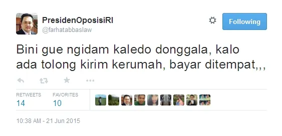 Istri Farhat ngidam. @twitter/farhatabbaslaw