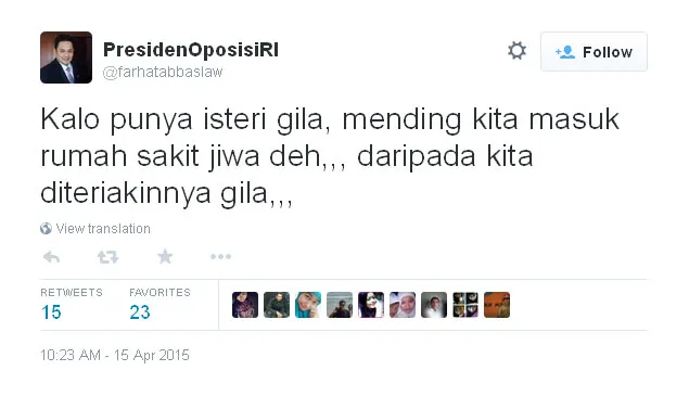 Komentar Farhat Abbas @foto: twitter.com/farhatabbaslaw