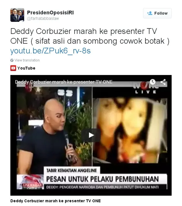 Farhat sebut Deddy sombong dan botak © twitter.com/farhatabbaslaw
