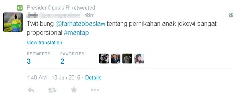 Salah satu support dari salah seorang follower Farhat @ twitter.com/farhatabbaslaw