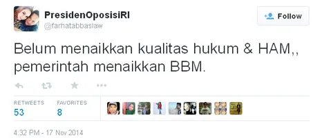 Kritik pedas Farhat tentang sistem hukum di Indonesia @ twitter.com/farhatabbaslaw