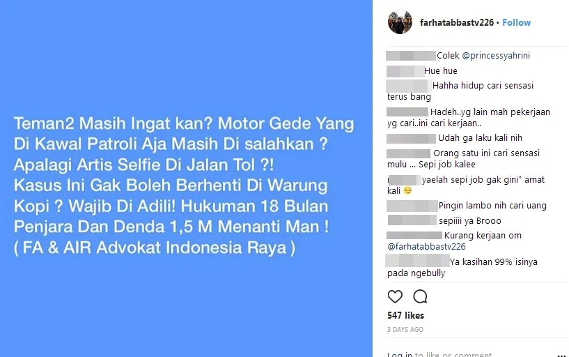 Farhat bakal pidanakan kasus Syahrini / Credit: @farhatabbastv226