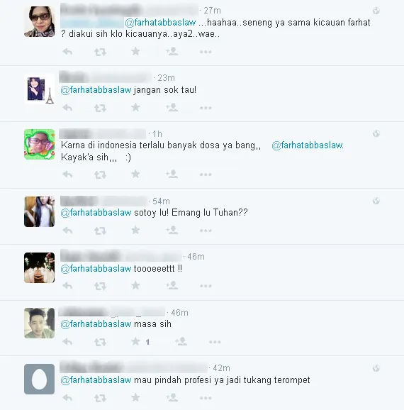 Komentar netizen mengenai tulisan Farhat / © Twitter