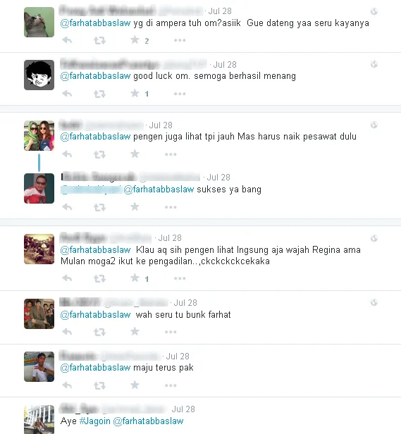 Dukungan netizen untuk Farhat / © Twitter