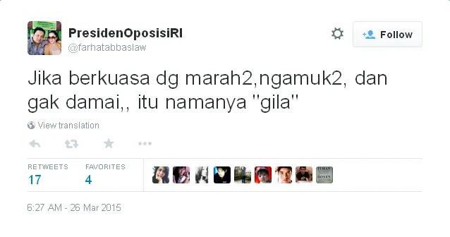 Farhat sindir Ahok? / © Twitter