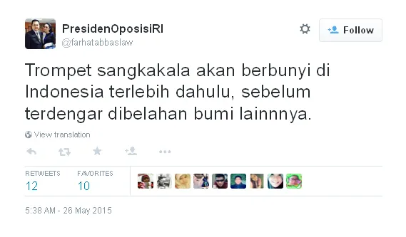 Farhat berkomentar mengenai suara terompet dari langit yang misterius / © Twitter