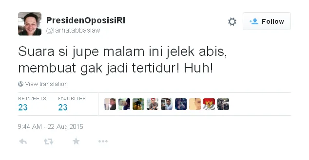 Sindiran Farhat pada Jupe © Twitter.com/@farhatabbaslaw