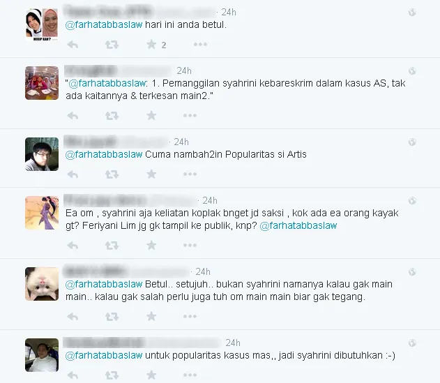Dukungan netizen atas tulisan Farhat / © Twitter