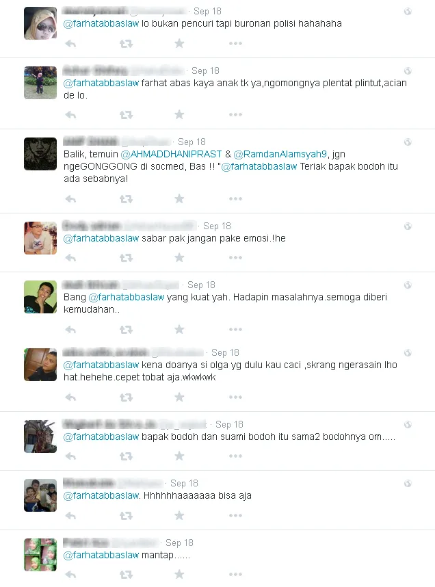 Komentar-komentar netizen mengenai tulisan Farhat © Twitter/farhatabbaslaw