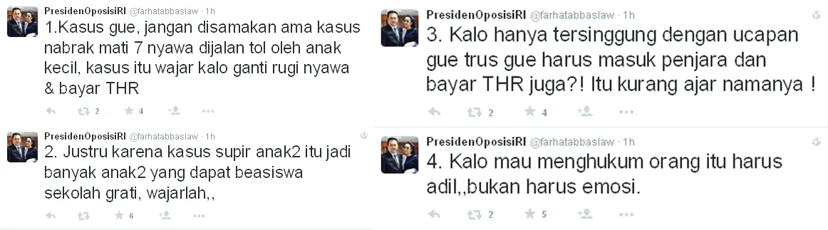 Sindiran Farhat untuk Dhani / © Twitter