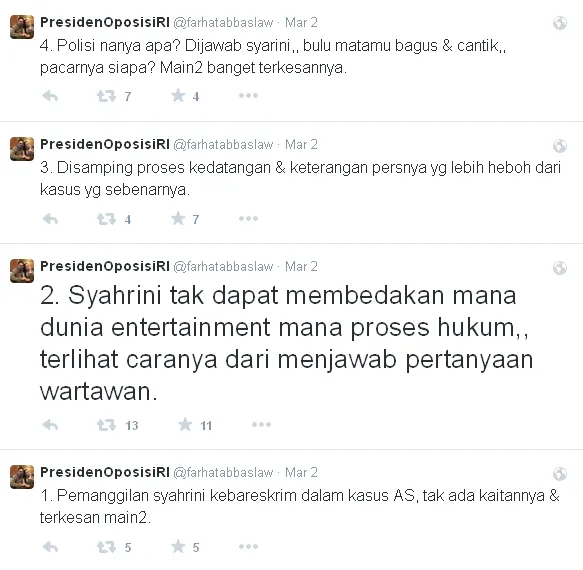 Tweet Farhat mengenai Syahrini / © Twitter