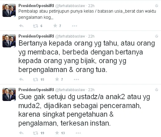 Farhat tentang wacana ustadz cilik / © Twitter