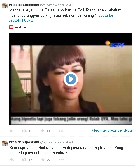 Sindiran Farhat untuk Jupe / © Twitter