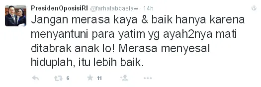 Pesan Farhat tuk Dhani / © Twitter