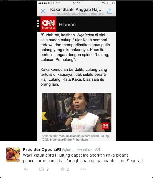 Tweet Farhat tanggapi Kaka / © Twitter