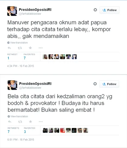 Komentar Farhat mengenai kasus Cita / © Twitter
