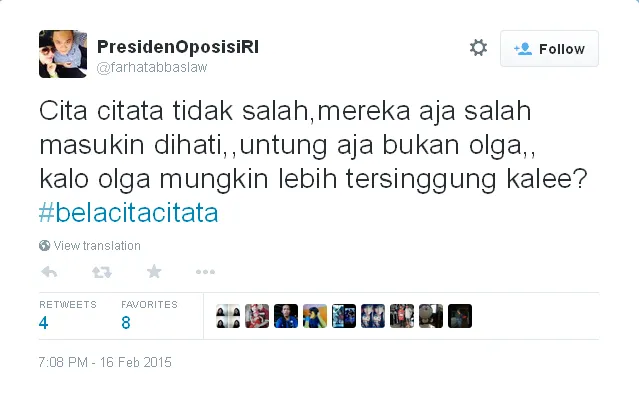 Farhat sindir Olga / © Twitter