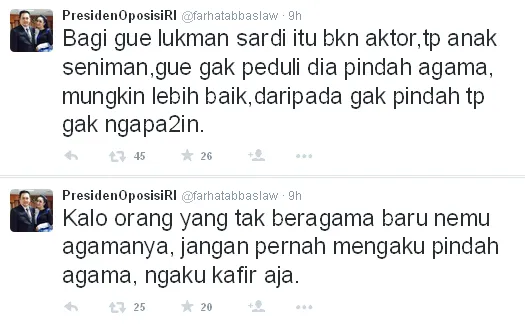 Farhat sindir Lukman Kafir / © Twitter