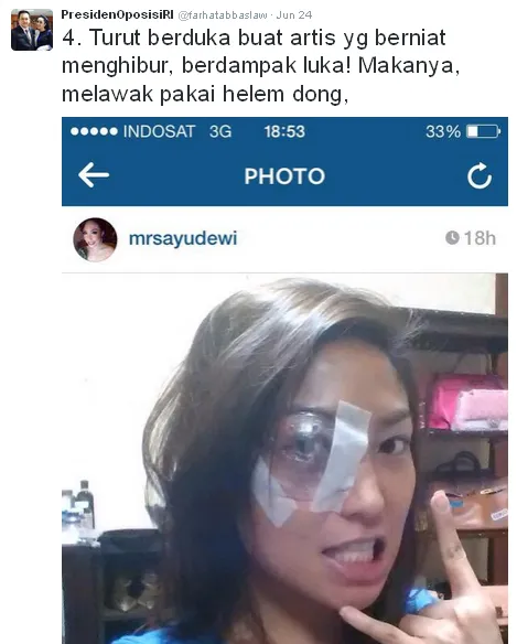 Pesan Farhat untuk Ayu / © Twitter