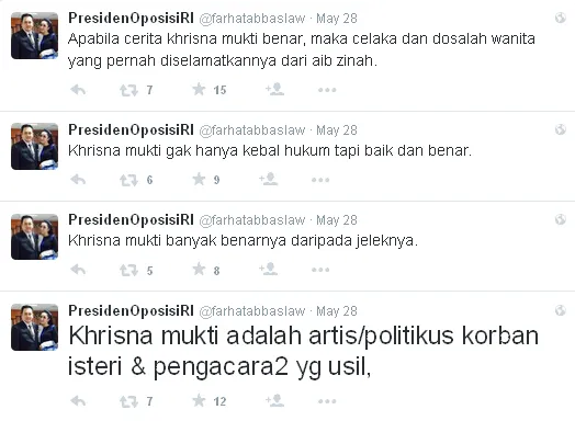 Farhat dukung penuh Khrisna Mukti / © Twitter