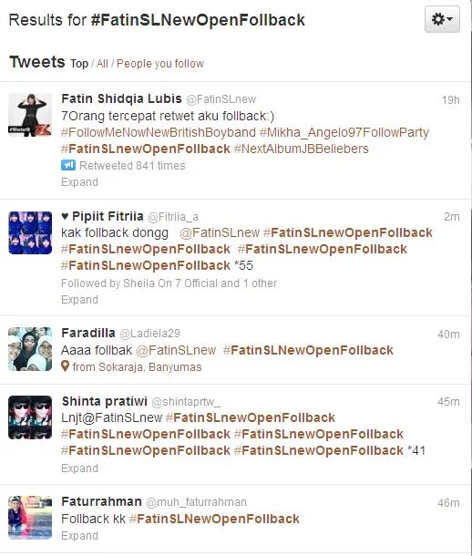 Twit akun kloningan Fatin